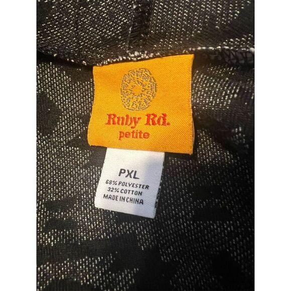 Ruby Rd. Women's PXL Black Geometric Open Front Knit Cardigan Sweater - Picture 5 of 5